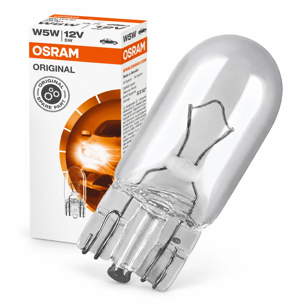 Лампа 12v w5w t10w w2.1x9.5d бесцокольная osram