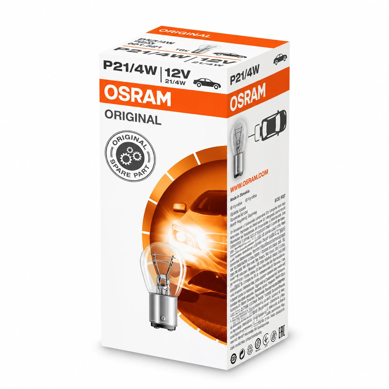 Лампа 12v p21/4w baz15d двухконтактная osram
