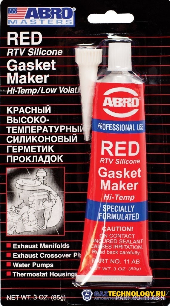 Герметик силиконовый высокотемпературный красный 85г (abro)