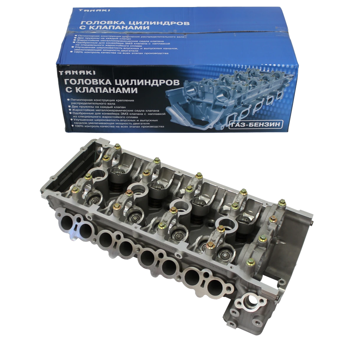 TKG-1003007-74 Головка цилиндров с клапанами (пятиопорная; для дв. ЗМЗ-40905, 40906, 40524 (EURO-IV,V); ЗМЗ-409051, 409052 (PRO) АИ-92/газ) TANAKI