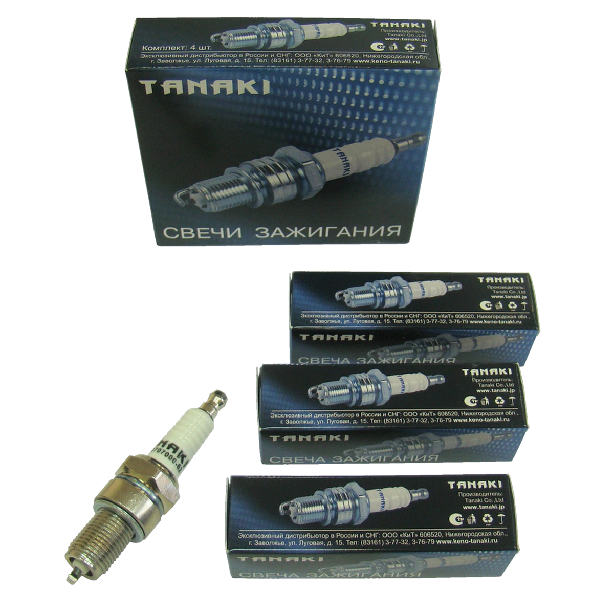 TKG-3707000-62 Свечи зажигания LR17YC, к-т 4 шт. (для а/м ГАЗ, УАЗ с дв. ЗМЗ-406, 405, 409; Hyundai; Opel; VW; Toyota; Mitsubishi и др.) TANAKI