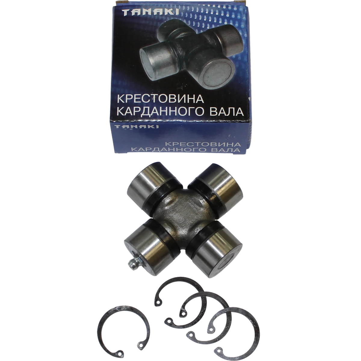 TKV-2202025-62 Крестовина карданного вала с масленкой и стопорными кольцами (Ø28 мм; для а/м УАЗ с 2014 г.в.; ВАЗ 2121, 2123) TANAKI